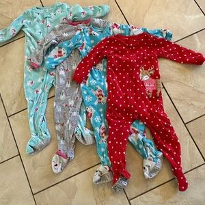 Set of 4 Carters Holiday Winter Footie Pajamas